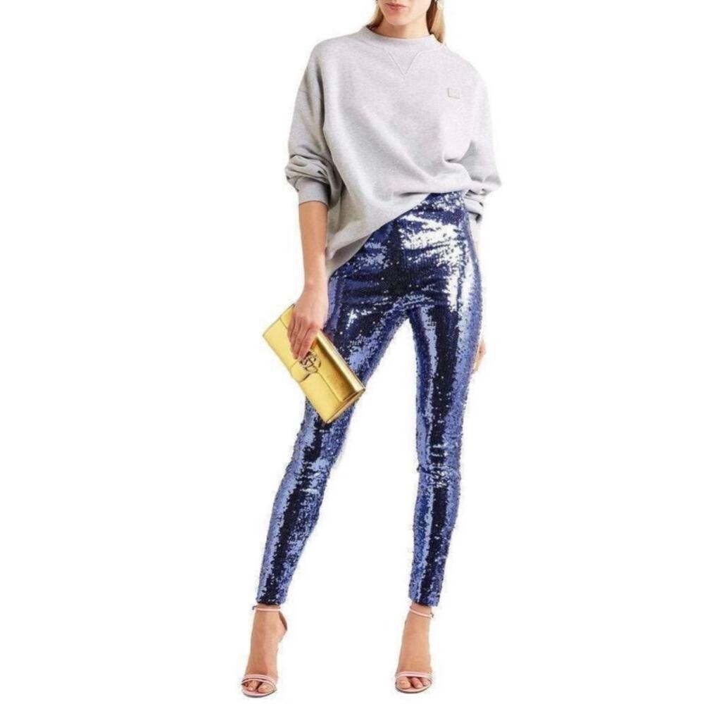 Gucci Purple Sequin Leggings Tulle Sequin Pants Size 40